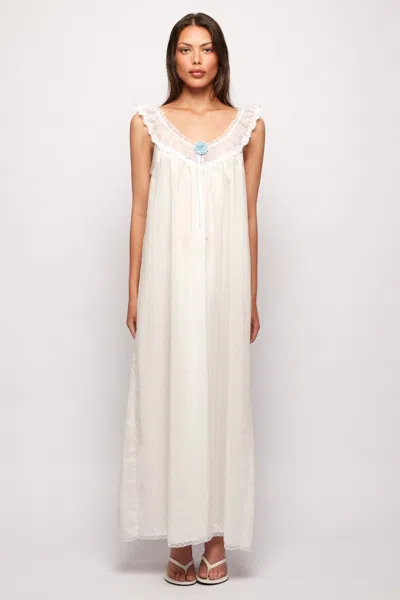 S/w/f Boutique Lace Trim Dayjama Maxi In White