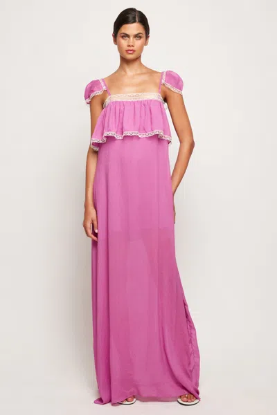 S/w/f Boutique Lace Trim Frill Maxi In Pink