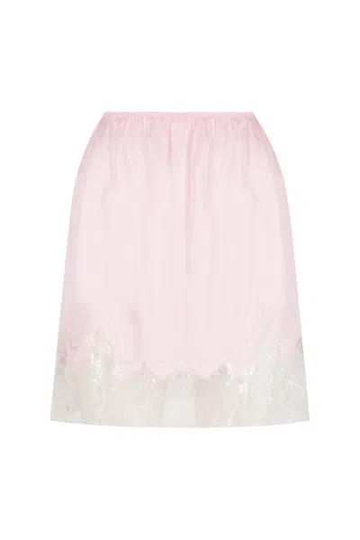 S/w/f Boutique Lace Trim Satin Mini In Pink