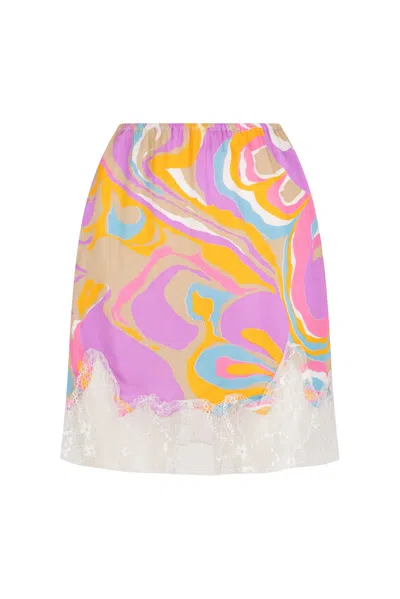 S/w/f Boutique Lace Trim Satin Mini In Multi