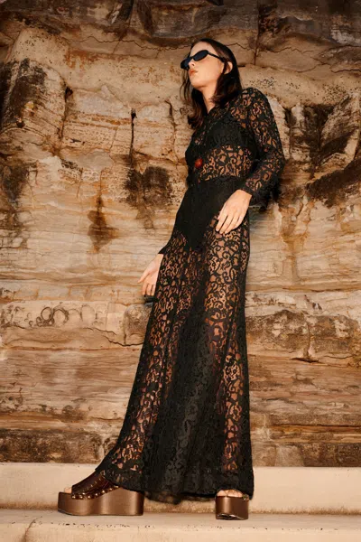 S/w/f Boutique Long Sleeve Maxi In Black