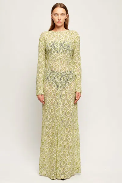 S/w/f Boutique Long Sleeve Maxi Dress In Acid Moss