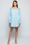 S/w/f Boutique Off Shoulder Shirt Mini In Blue