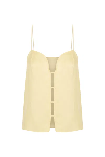 S/w/f Boutique Open Front Sweetheart Singlet In Yellow