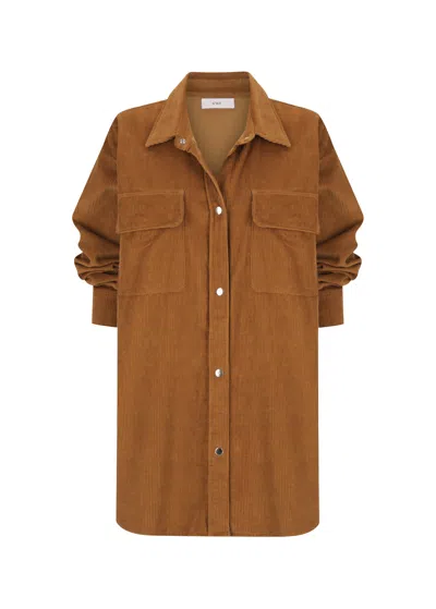 S/w/f Boutique Oversized Corduroy Shirt In Brown