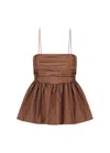 S/w/f Boutique Parachute Peplum Cami In Brown