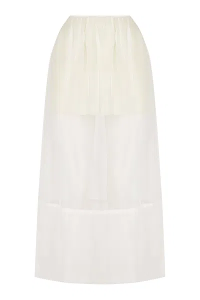 S/w/f Boutique Pencil Sheer Maxi Skirt | Satin Mini In White