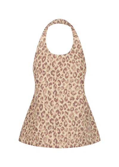 S/w/f Boutique Peplum Halter Top In Neutral