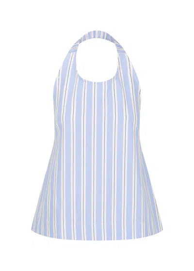 S/w/f Boutique Peplum Halter Top In Blue