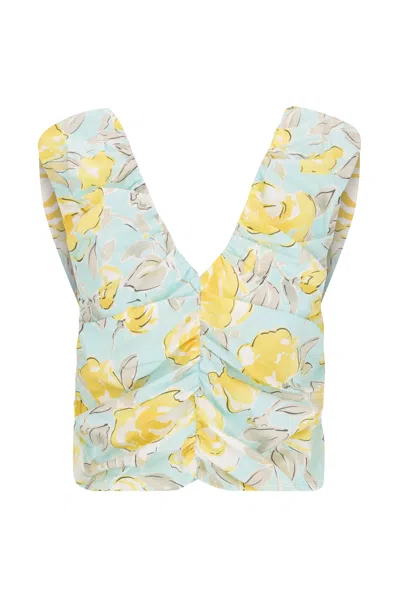 S/w/f Boutique Pleated V Crop In Blue