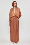 S/w/f Boutique Plunge Dress In Brown