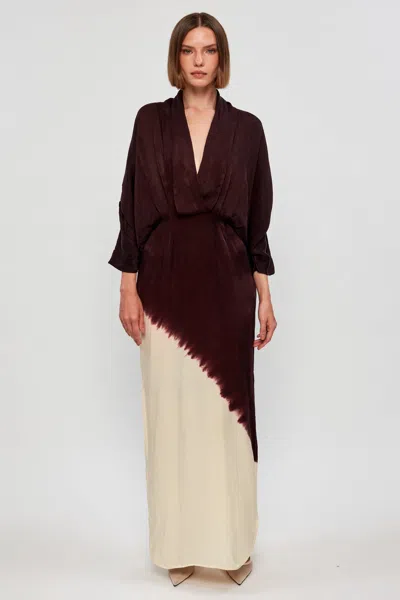 S/w/f Boutique Plunge Dress In Brown