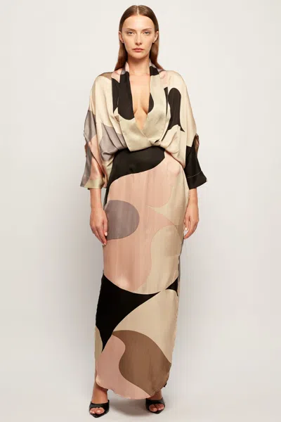 S/w/f Boutique Plunge Dress In Blurred Bloom