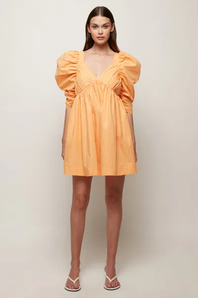 S/w/f Boutique Puff Sleeve Babydoll Mini In Orange