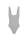 S/w/f Boutique Ribbed Fitted Bodysuit In Gray