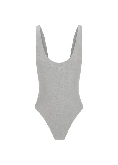 S/w/f Boutique Ribbed Fitted Bodysuit In Gray