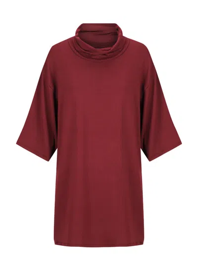 S/w/f Boutique Roll Neck Top In Burgundy