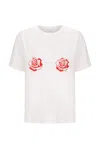 S/w/f Boutique Rose Statement Tee In White
