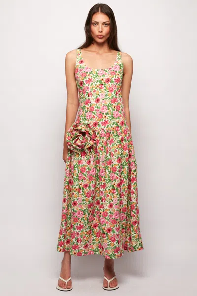 S/w/f Boutique Rosette Drop Waist Midi In Green