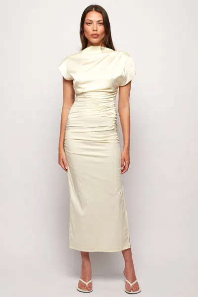 S/w/f Boutique Ruched High-neck Midi In Yellow