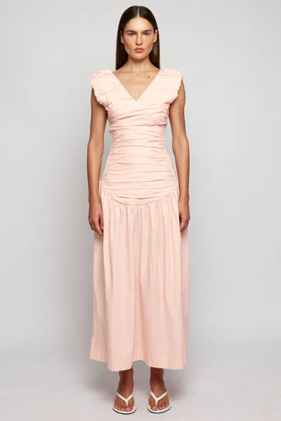 S/w/f Boutique Ruched Low Hem Midi In Pink