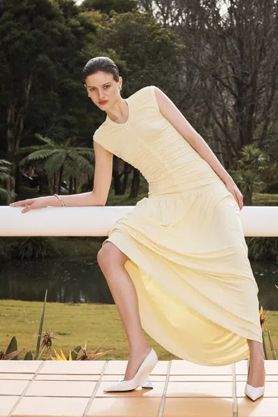 S/w/f Boutique Ruched Maxi In Yellow