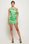 S/w/f Boutique Ruched One Shoulder Mini In Green