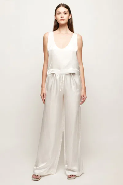 S/w/f Boutique Satin Scoop Top In White