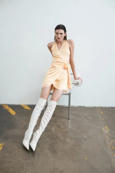 S/w/f Boutique Satin Wrap Mini In Yellow