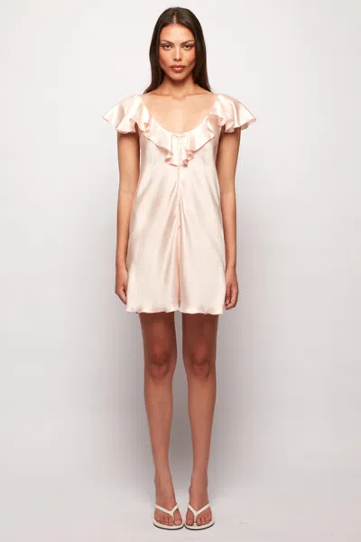 S/w/f Boutique Scoop Neck Ruffle Mini In Nude