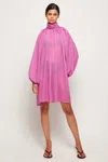 S/w/f Boutique Sheer Balloon Sleeve Mini In Pink