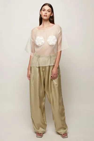 S/w/f Boutique Sheer Bloom Top In Green