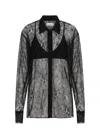 S/w/f Boutique Sheer Lace Button Up In Black