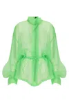 S/w/f Boutique Sheer Overshirt Jacket In Green
