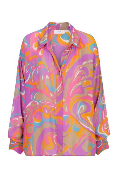 S/w/f Boutique Sheer Oversized Shirt In Multi