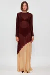 S/w/f Boutique Sheer Panel Maxi In Burgundy