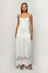 S/w/f Boutique Shirred Embroidered Drop Hem Maxi In White
