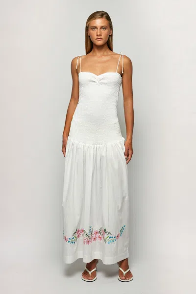 S/w/f Boutique Shirred Embroidered Drop Hem Maxi
