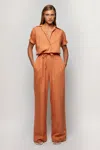 S/w/f Boutique Shirt Style Jumpsuit In Orange