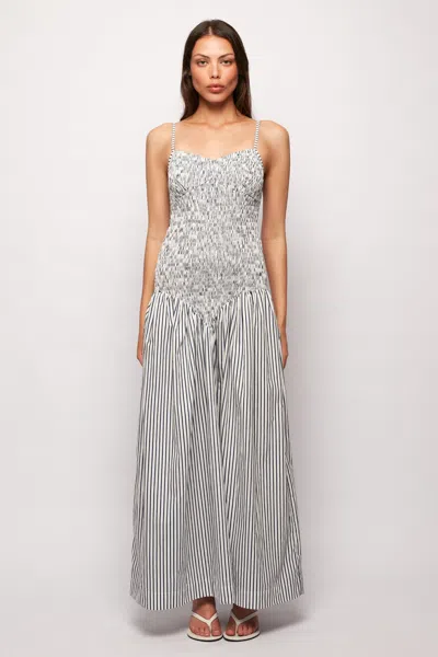 S/w/f Boutique Smocked Bodice Maxi In Gray
