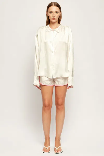 S/w/f Boutique Trim Detail Parachute Shorts In Soft White