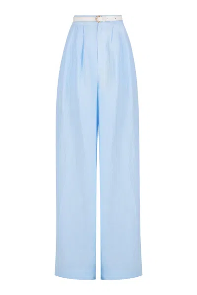 S/w/f Boutique Wide Button Up Pant In Blue