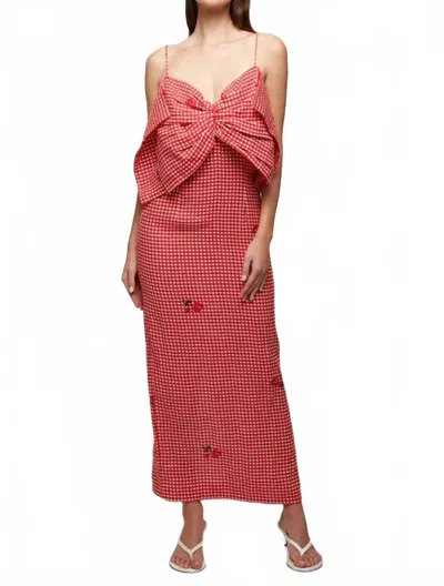 S/w/f Bow Front Midi Dress In Checkered In Red