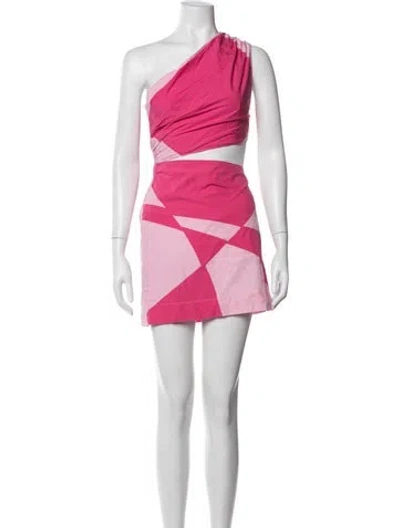 Pre-owned S/w/f Colorblock Pattern Mini Dress In Pink