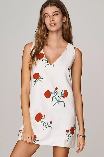 S/w/f Cotton V-neck Shift Dress In White