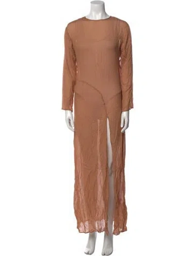 Pre-owned S/w/f Crew Neck Long Dress In Neutral