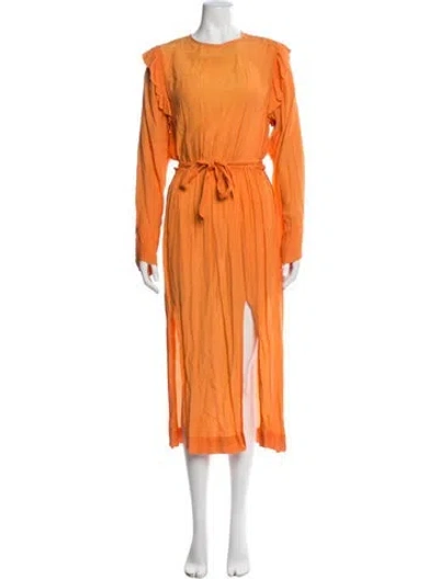 Pre-owned S/w/f Crew Neck Long Dress In Orange