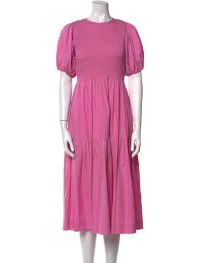 Pre-owned S/w/f Crew Neck Midi Length Dress In Pink