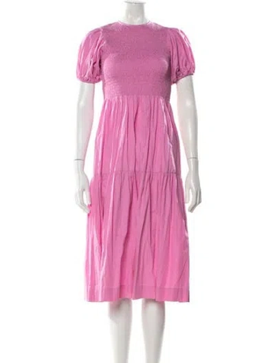 Pre-owned S/w/f Crew Neck Midi Length Dress In Pink