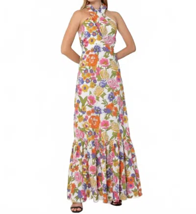 S/w/f Crossover Halter Maxi Dress In Spring Floral In Multi